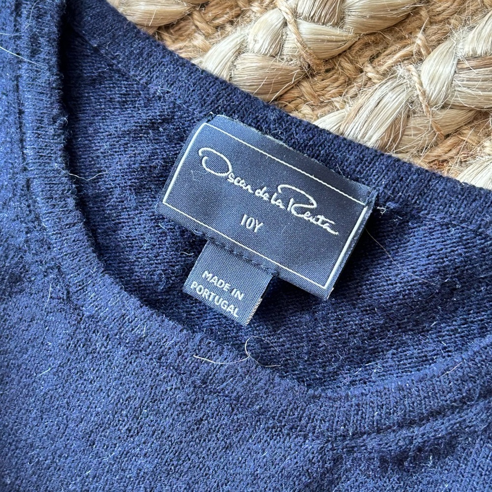 Girls Oscar de la Renta Cashmere Navy Sweater - 10Y